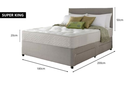 A Dreyton divan bed and memory foam spring mattress, 6FT Super King, 2 Drawers