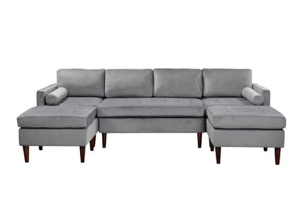 Brushed Velvet Modular Sofa Available in Light Grey Or Dark Grey