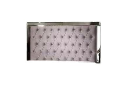 Chesterfield Grey Plush Velvet Mirrored Headboard - No Mattress!