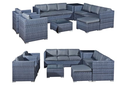 Malta Nine-Seater U-Shaped Rattan Garden Furniture Set -2 Colours