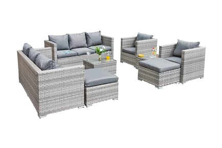 10-Seater Rattan Garden Furniture Set