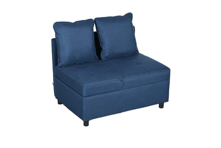 3-in-1 Convertible Chair Bed with Pillows in Blue