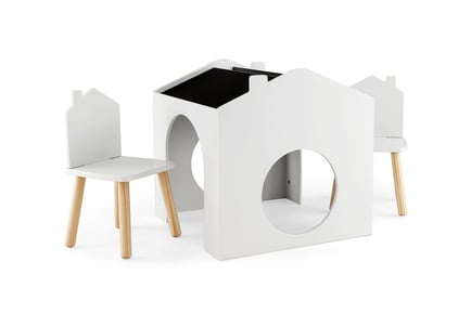 Wooden House Kids Table & Chair Set - Grey or White!