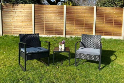 Cumberland KD Rattan 2-Seat Tea for Two Garden Set in Black!