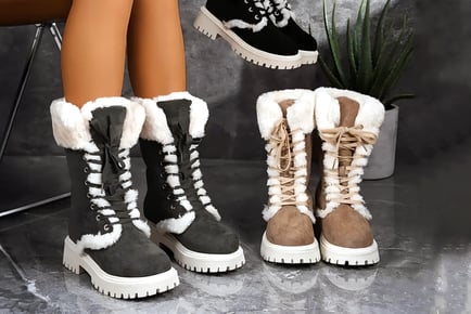 Women's Fleece-Lined Mid-Calf Boots in 7 Sizes & 3 Colours