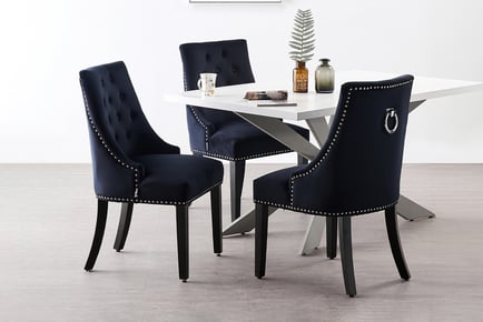 SET OF 6 / LIGHT GREY: A Cheshire Velvet Chair with Knocker Back