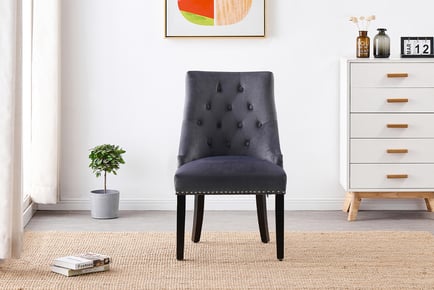 SET OF 6 / BLACK: A Cheshire Velvet Chair with Knocker Back