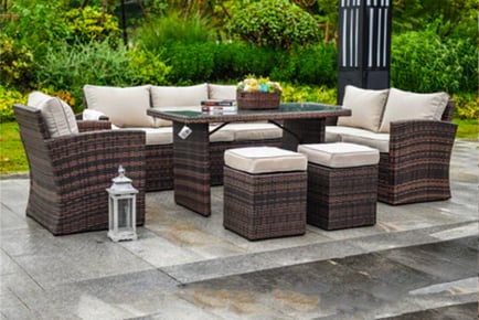 8-Seater Outdoor Rattan Corner Sofa Dining Set!