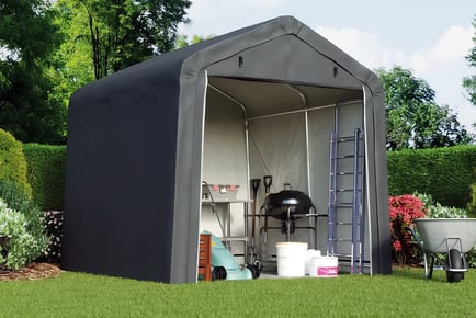 10FT X 10FT: Heavy duty PE cover portable shed in dark grey