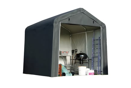 10FT X 10FT: Heavy duty PE cover portable shed in dark grey
