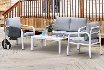 4-Seater Grey Outdoor Garden Furniture Set