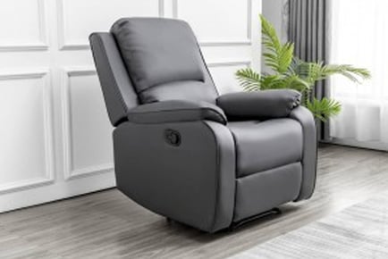 Bonded Leather Recliner Armchair Sofa in Grey