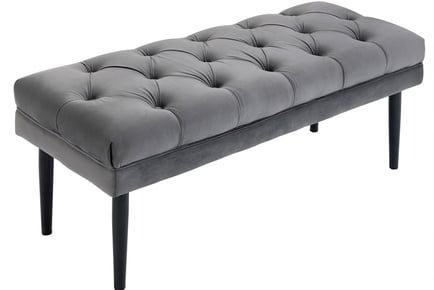 Upholstered Button Tufted Accent Bench in Grey