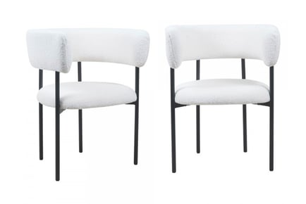 Set of 2 Boucle Dining Chairs with Curved Backrests