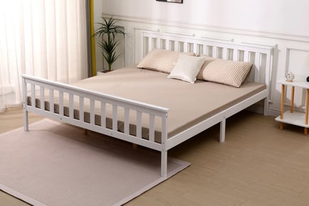 White Wood Shaker Wooden Bed Frame - 5 Sizes!
