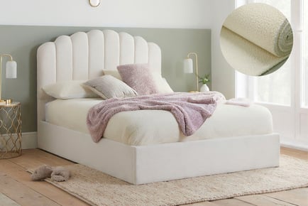Alaska Boucle Teddy Fleece White Bed Frame- 5 Sizes