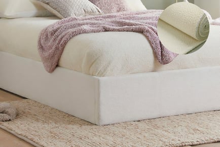 Alaska Boucle Teddy Fleece White Bed Frame- 5 Sizes