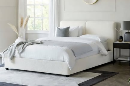 Lena Twilight Bouclé Upholstered Bed & Headboard - Mattress Option