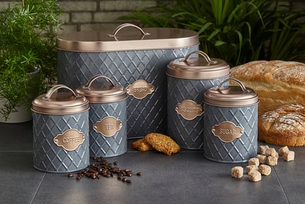 BAMBOO TOP NAVY BLUE: A set of five kitchen storage containers