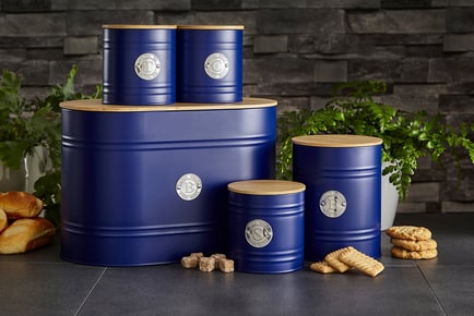 BAMBOO TOP NAVY BLUE: A set of five kitchen storage containers