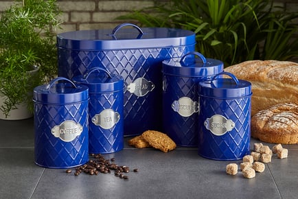 BAMBOO TOP NAVY BLUE: A set of five kitchen storage containers