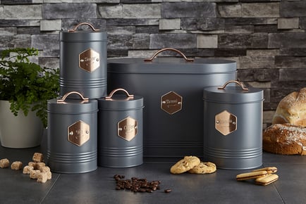 BAMBOO TOP NAVY BLUE: A set of five kitchen storage containers