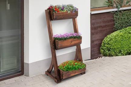 3-Tier Freestanding Wooden Plant and Flower Rack