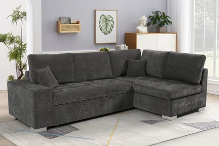 Left or Right Corner Facing Sofa Bed w/ Storage in Grey