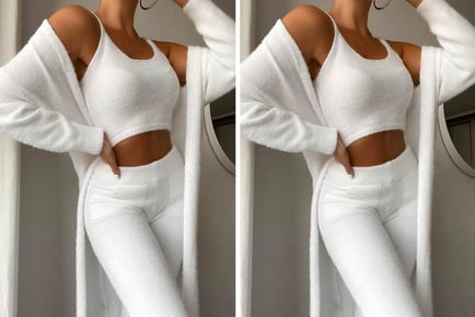 Women's Fluffy 3-Piece Loungewear Set - 5 Colours!