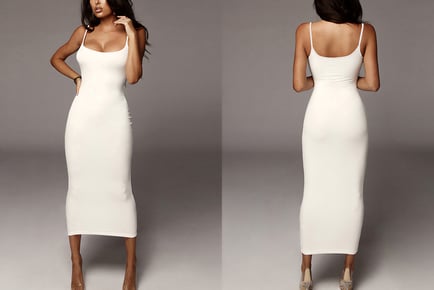 Women's Low Cut Bodycon Maxi Dress in 3 Sizes & 4 Colours