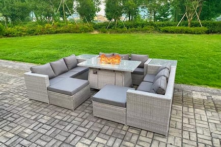 With firepit: An 11-seater garden dining set