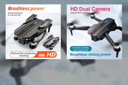 Foldable Drone with HD Dual Camera, Dual battery, Black