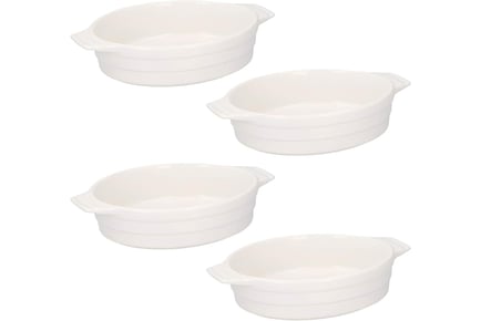 Set Of Four Ceramic White Baking Dishes