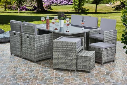 Ten-Seater Cubed Rattan Garden Furniture Set