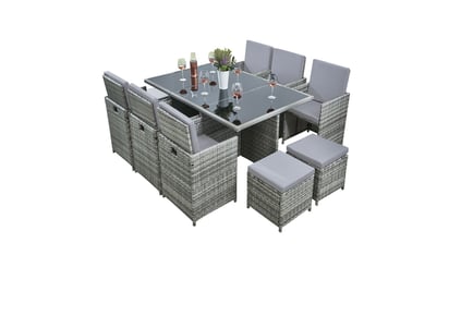 Ten-Seater Cubed Rattan Garden Furniture Set