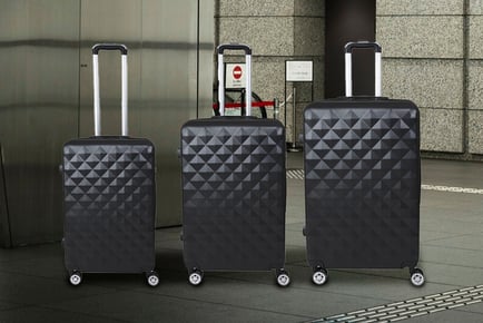 BLACK: 3-piece diamond luggage set