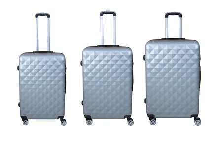 BLACK: 3-piece diamond luggage set