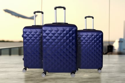 BLACK: 3-piece diamond luggage set