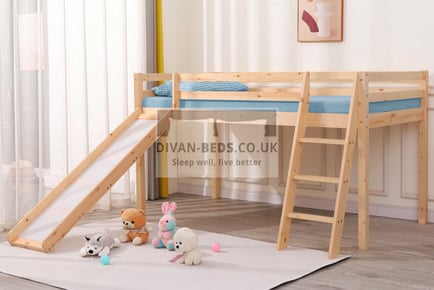 3ft Wooden Kids' Bunk Bed with Slide in 2 Options