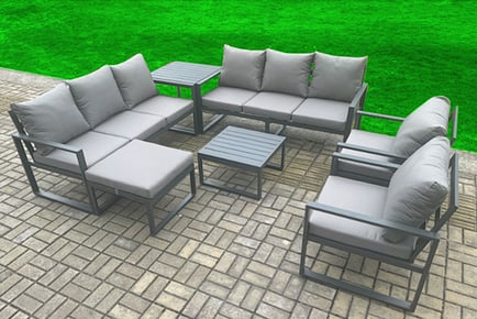 9-Seater Aluminium Garden Furniture Sofa Set - 7 Pieces