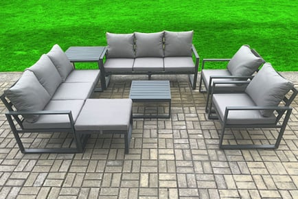 9-Seater Aluminium Garden Furniture Sofa Set - 7 Pieces