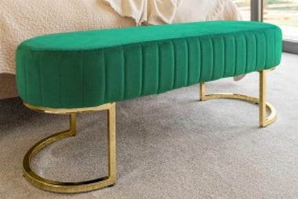 Russell Velvet Bench With Chroming Legs - Green or Blue