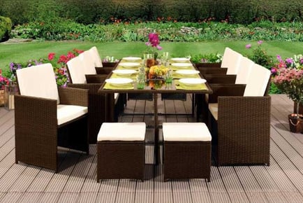 13 Piece Rattan Cube Dining Set