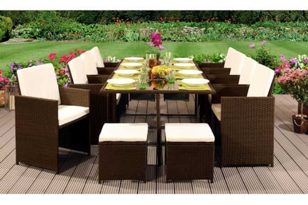 13 Piece Rattan Cube Dining Set