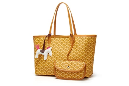 Women's Goyard Inspired 2-in-1 Tote Bag, Yellow