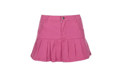 Women's Pleated Ruffle Denim Skirt - 3 Sizes, 4 Colours