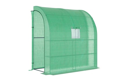 Lean to Wall Walk-In Greenhouse with Windows and Doors
