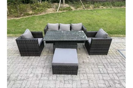 PE Rattan Sofa Set Rising Dining Table