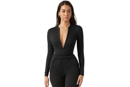 Skinny Knit Bodysuit with Zipper - 3 Sizes, 6 Colours