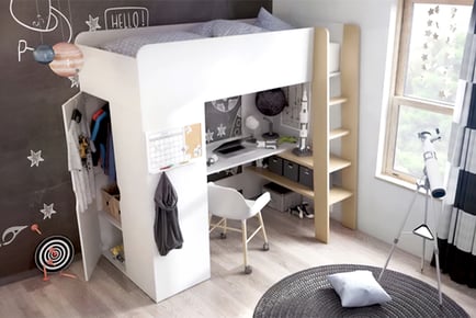 Children's Tom Bunk Bed with Computer Desk and Storage